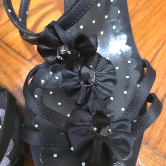 Rare Vintage 1990s Moschino Embellished Ribbon and Gem Black Sandals - Picture 4 of 8